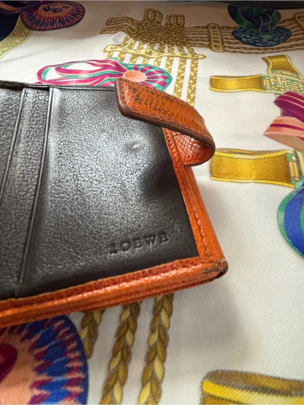 Authentic LOEWE Vintage Anagram Bifold Wallet – Orange